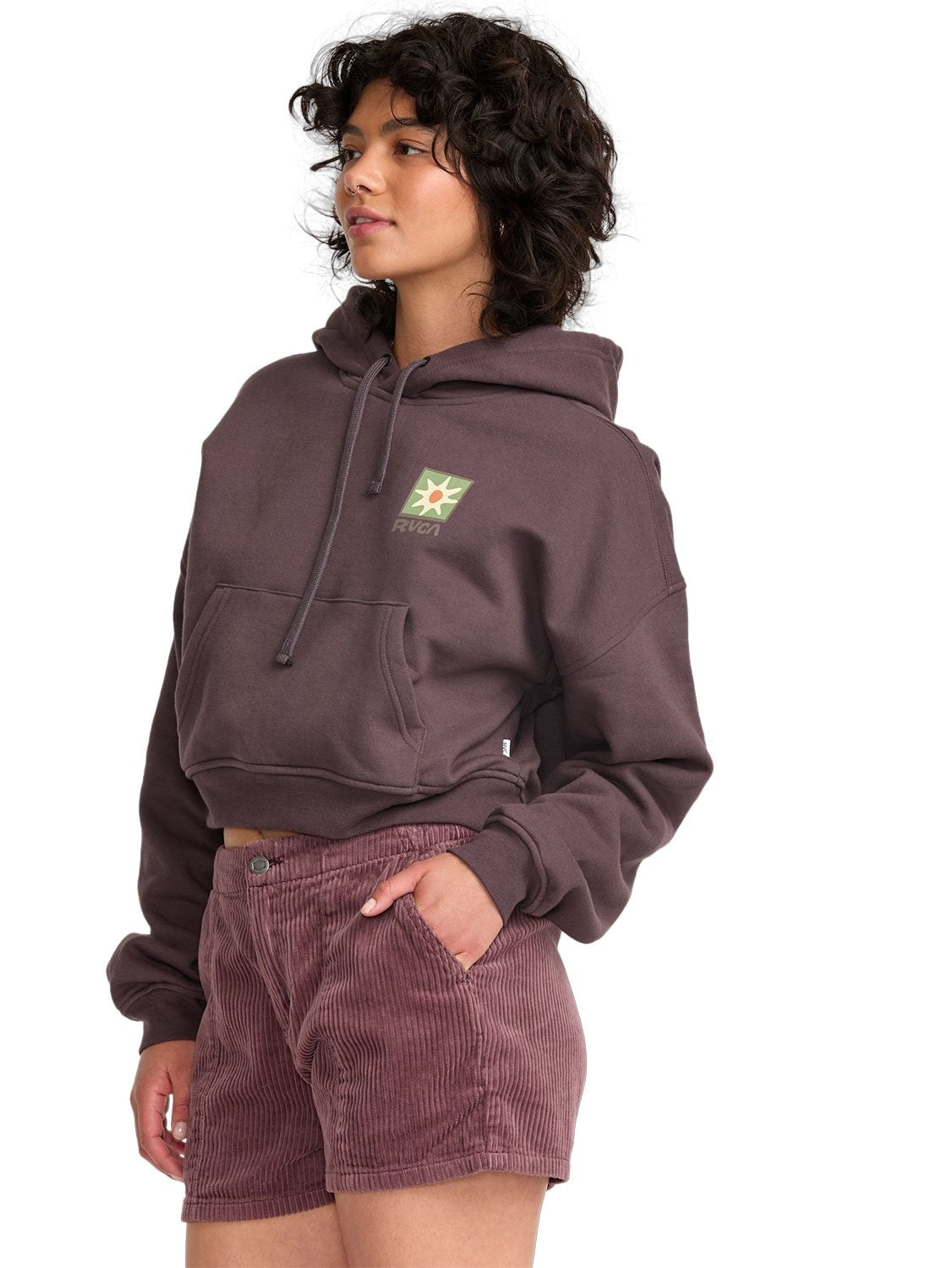 RVCA Ladies Crop Hooded Pullover