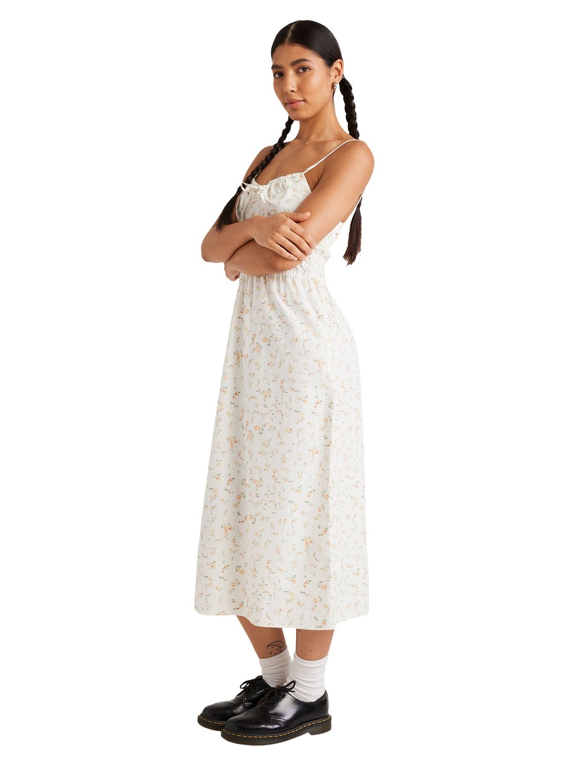 RVCA Ladies Blurred Ditsy Gathered Midi Dress
