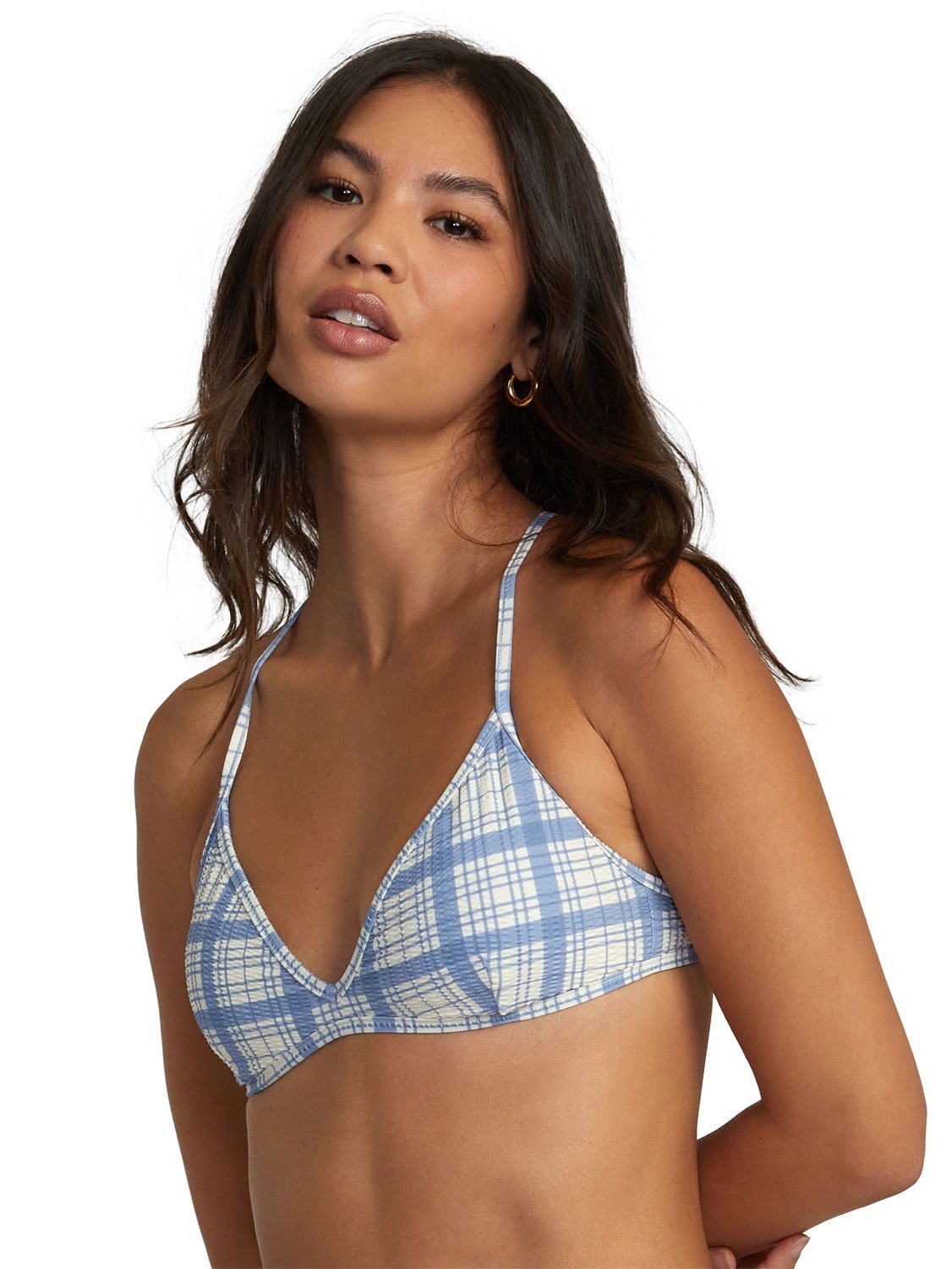 RVCA Ladies Vintage Plaid Crossback Bikini Top