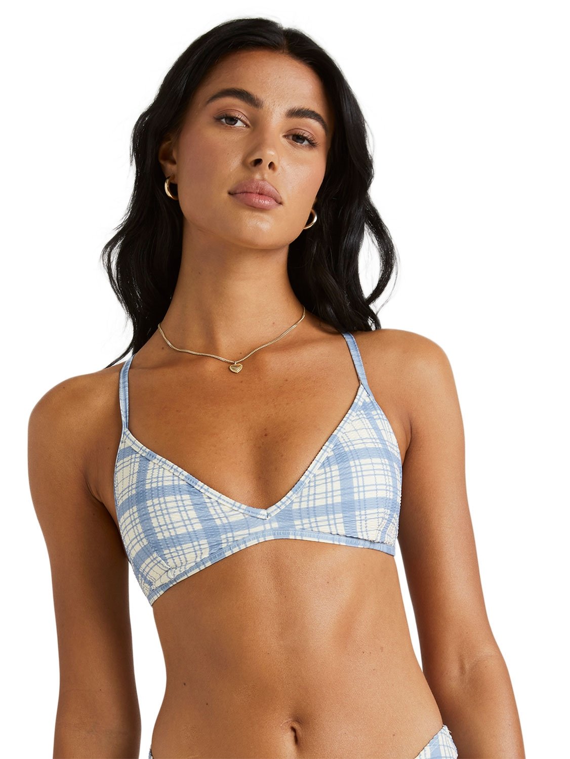 RVCA Ladies Vintage Plaid Crossback Bikini Top