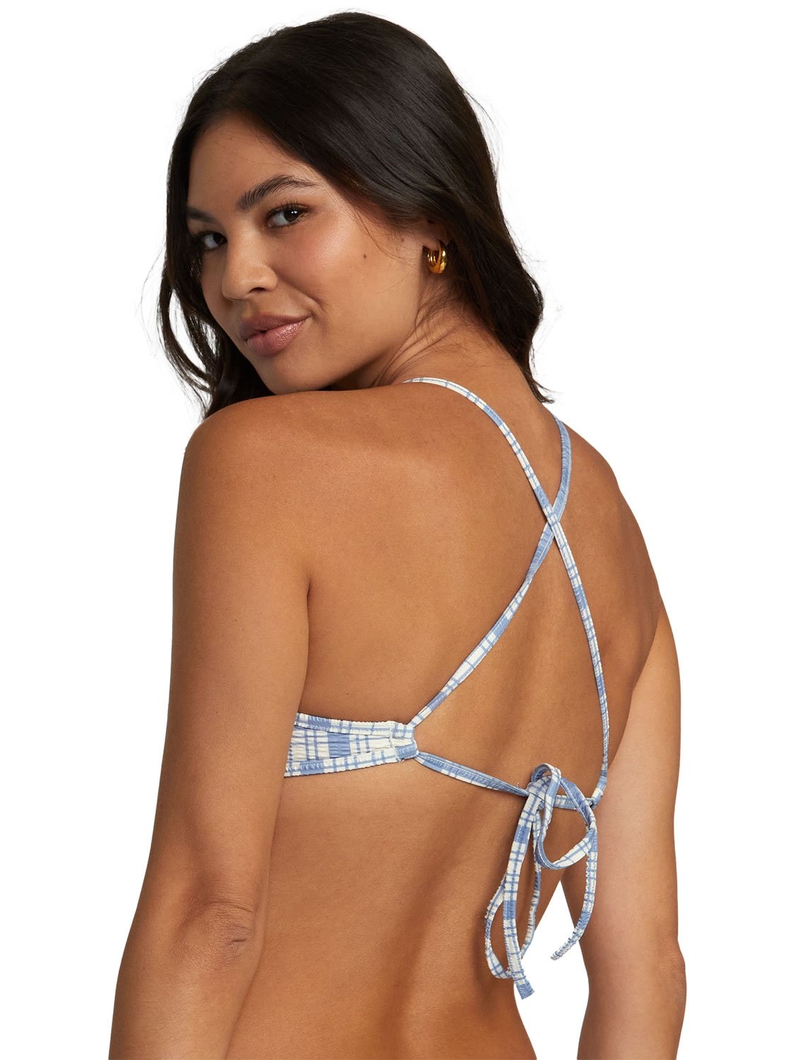 RVCA Ladies Vintage Plaid Crossback Bikini Top