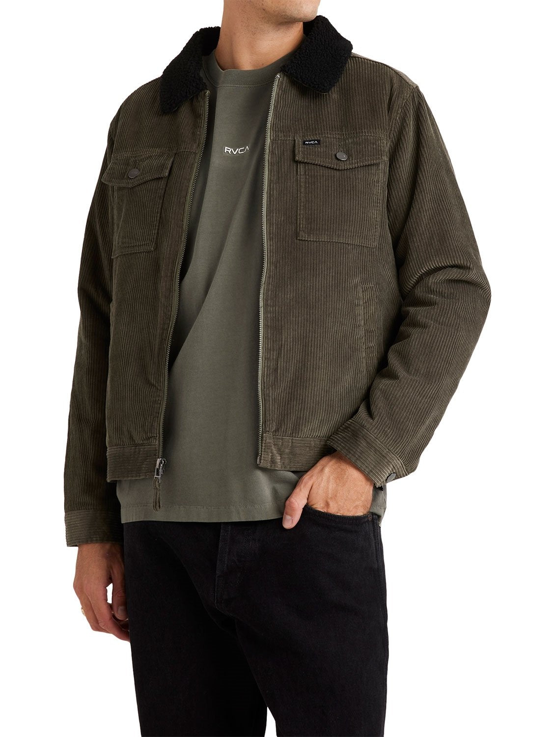 RVCA Men's Easy Trucker Sherpa Cord Jacket