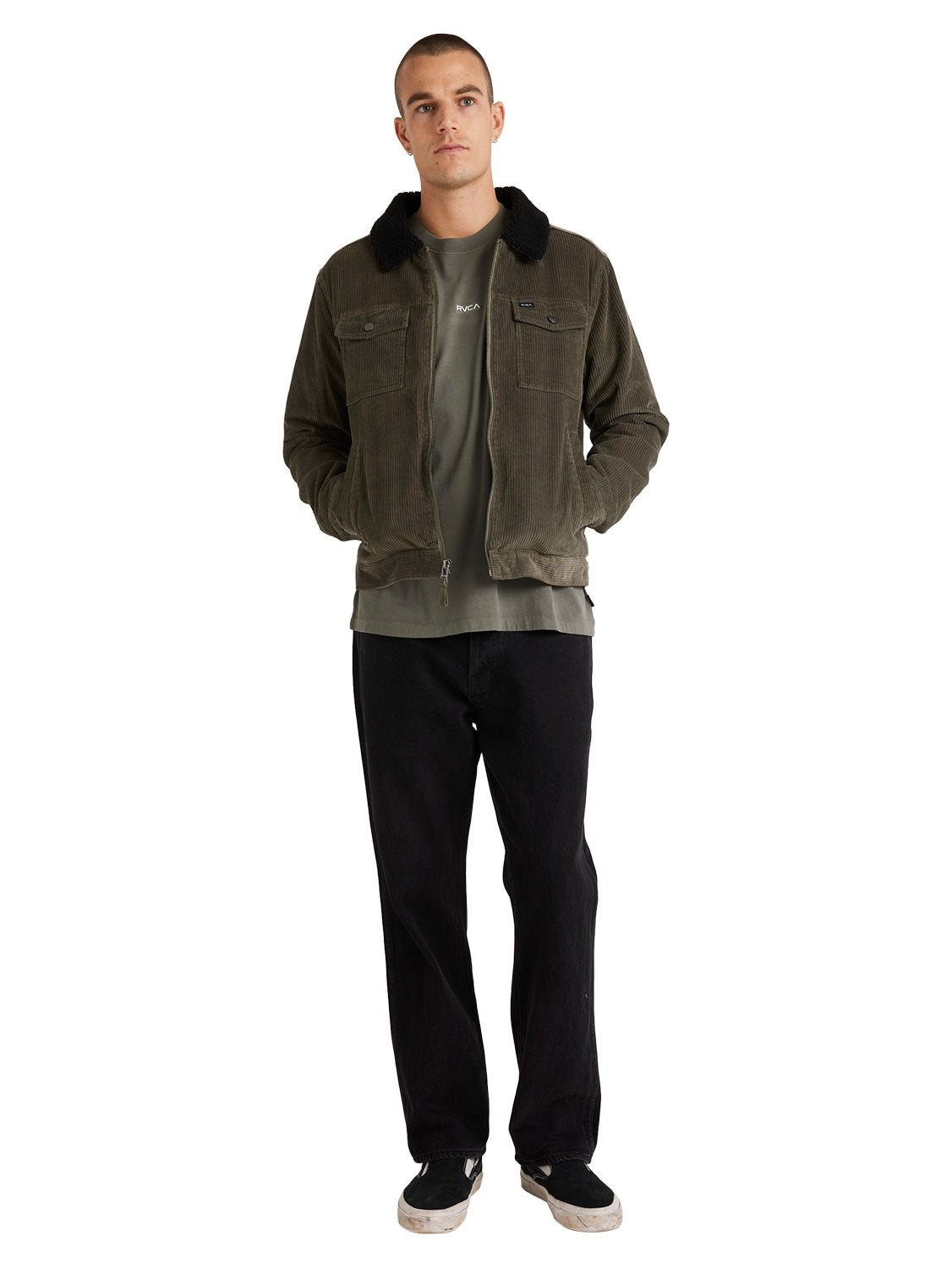 RVCA Men's Easy Trucker Sherpa Cord Jacket
