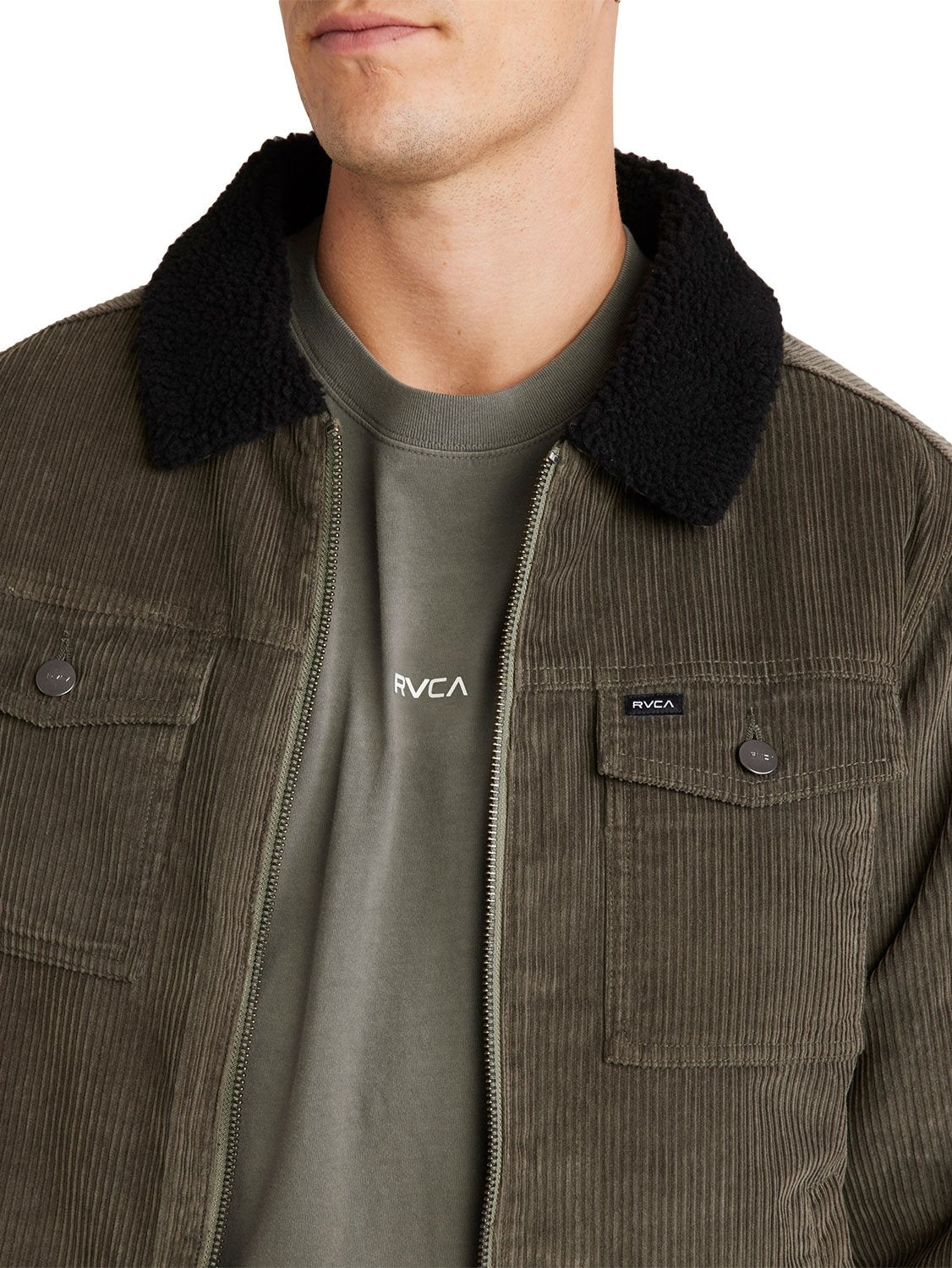 RVCA Men's Easy Trucker Sherpa Cord Jacket