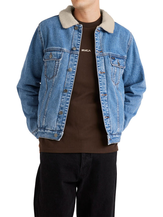 RVCA Men's Denim Sherpa Trucker Jacket
