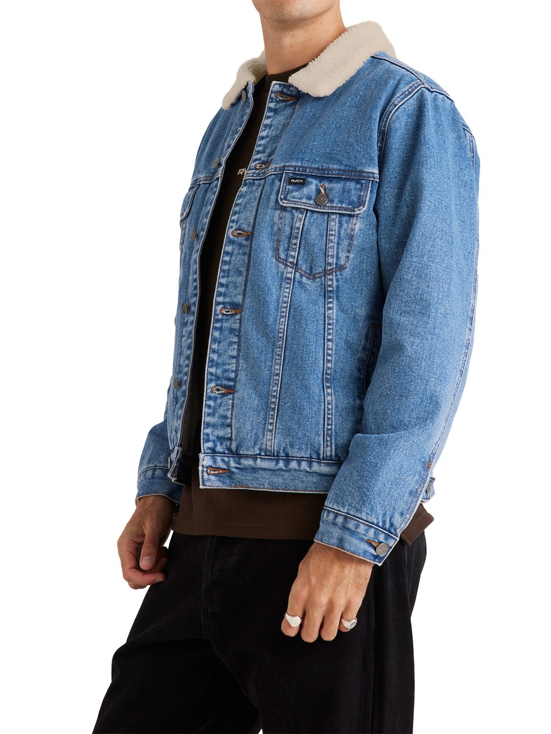 RVCA Men's Denim Sherpa Trucker Jacket