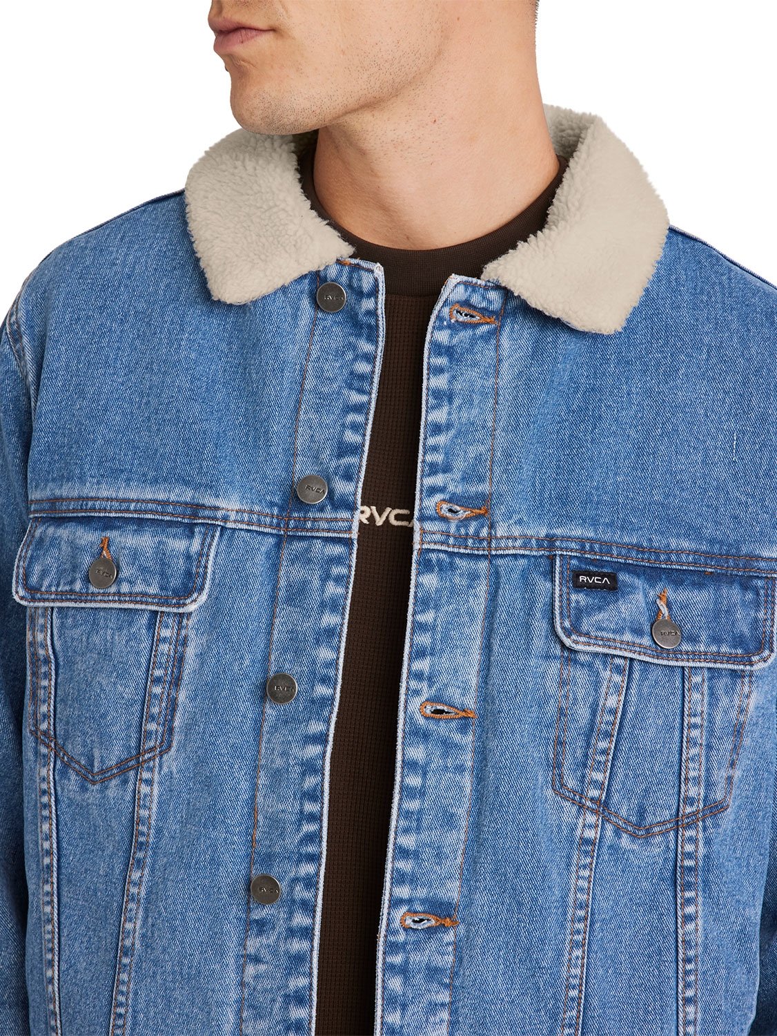 RVCA Men's Denim Sherpa Trucker Jacket