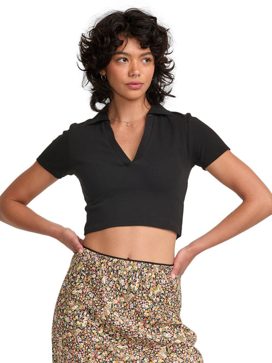 RVCA Ladies Chase Polo Crop Top