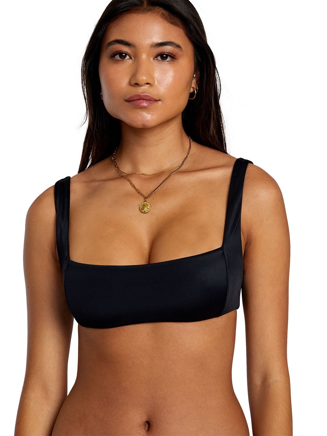 RVCA Ladies Solid Square Bralette Bikini Top