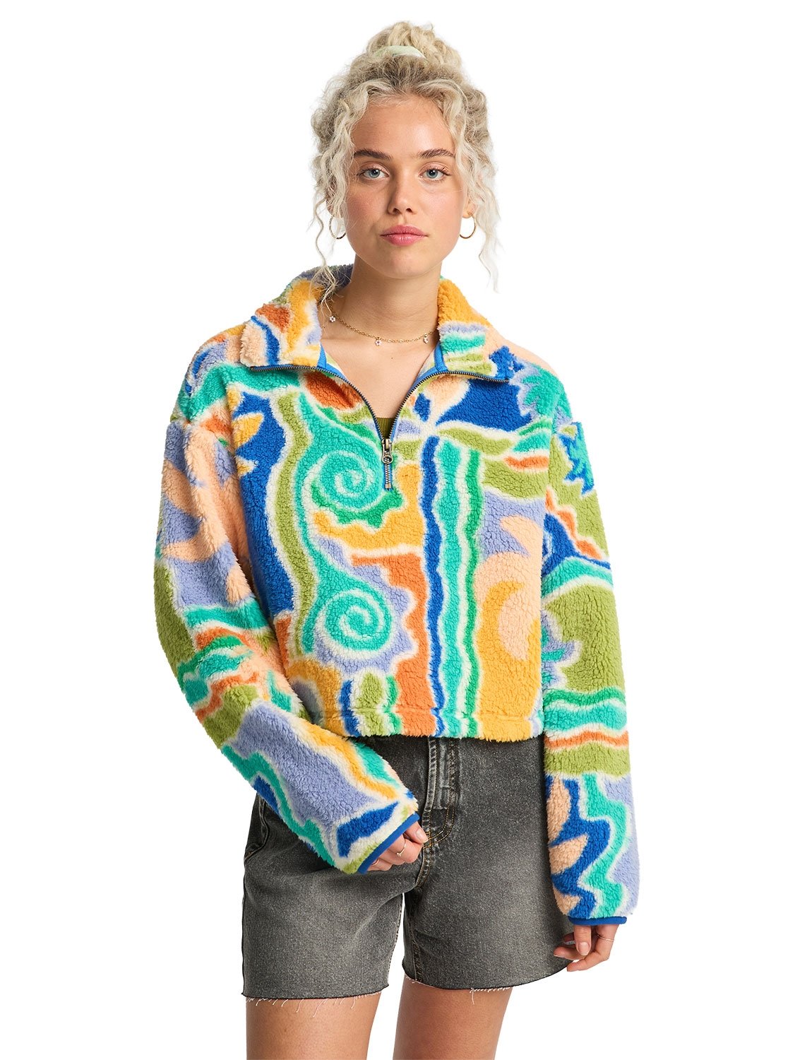 Billabong Ladies Holiday Cropped Half Zip Warmer