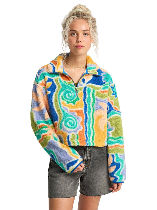 Billabong Ladies Holiday Cropped Half Zip Warmer
