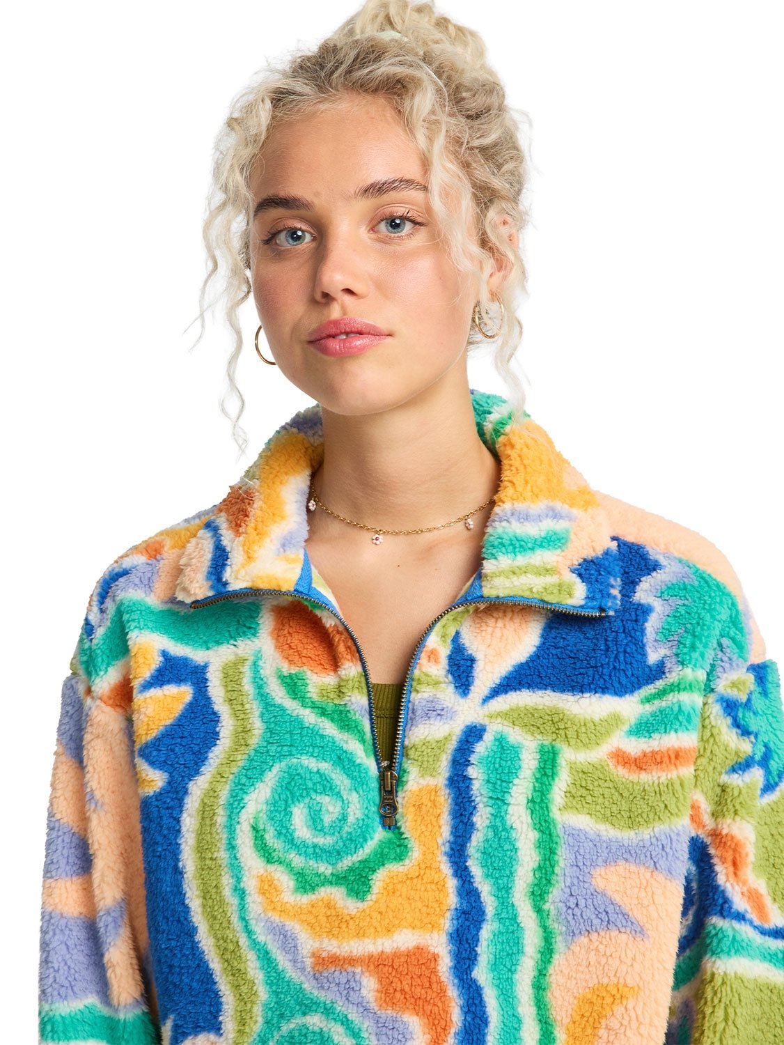 Billabong Ladies Holiday Cropped Half Zip Warmer
