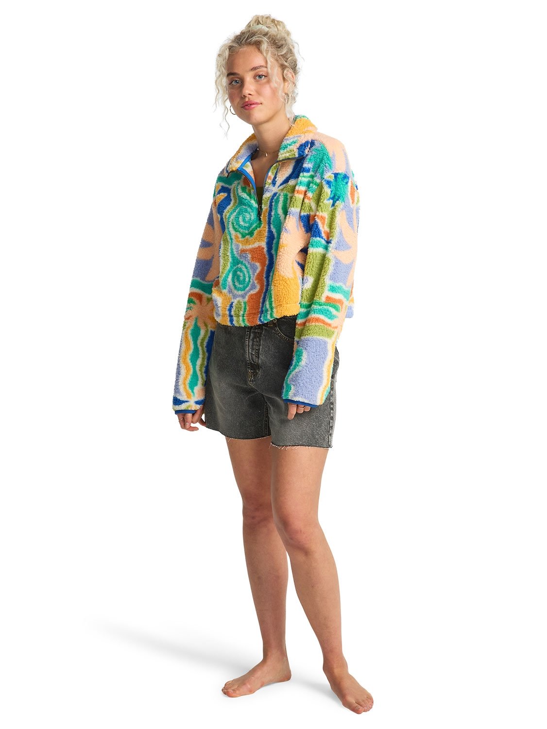 Billabong Ladies Holiday Cropped Half Zip Warmer