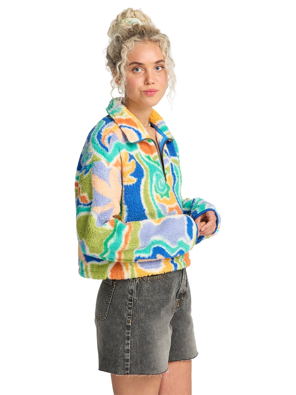 Billabong Ladies Holiday Cropped Half Zip Warmer