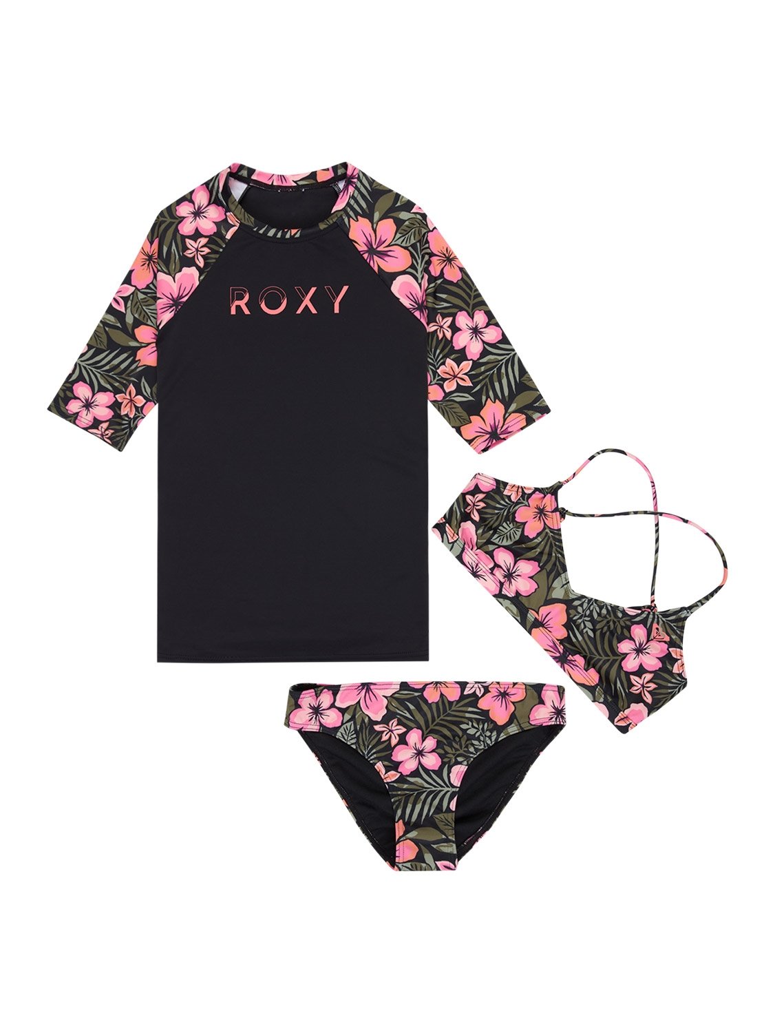 Roxy Girls Active Floral Swim Set Pack