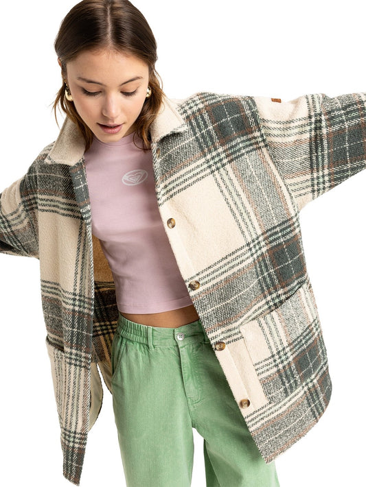 Roxy Ladies Check Me Now Blanket Coat