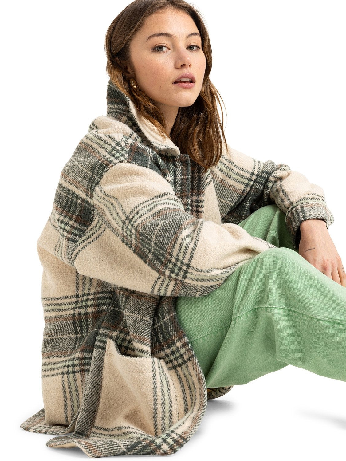 Roxy Ladies Check Me Now Blanket Coat