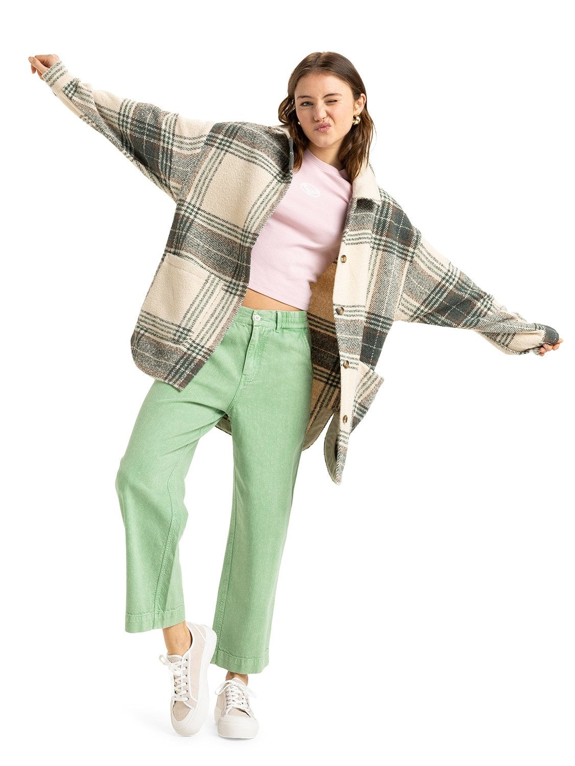Roxy Ladies Check Me Now Blanket Coat