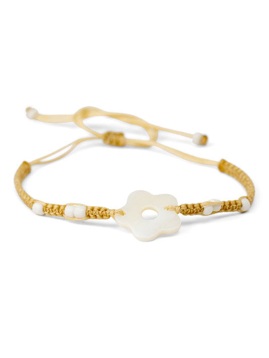 Mop Flat Flower With Small Beads Bracelet