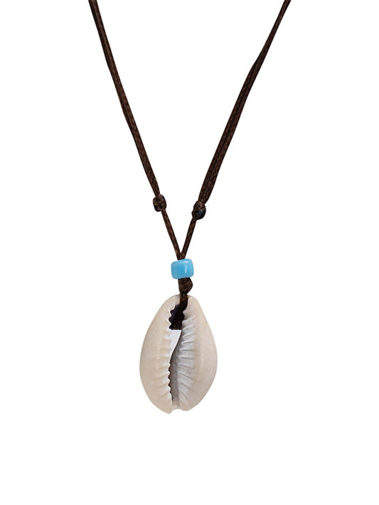 Flat Half Shell With Beads Necklace