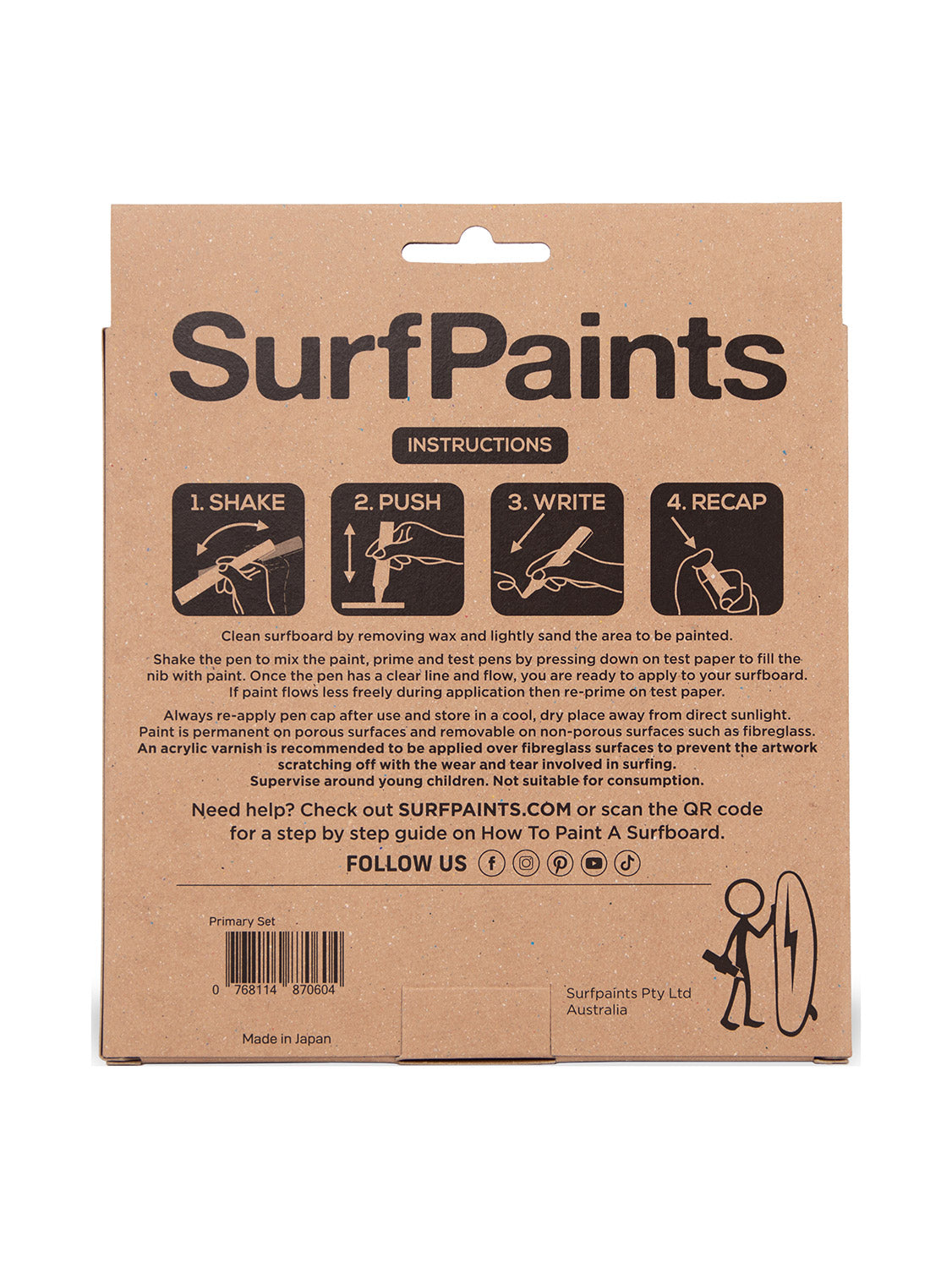 SurfPaints Acrylic Water Based Markers Primary Set