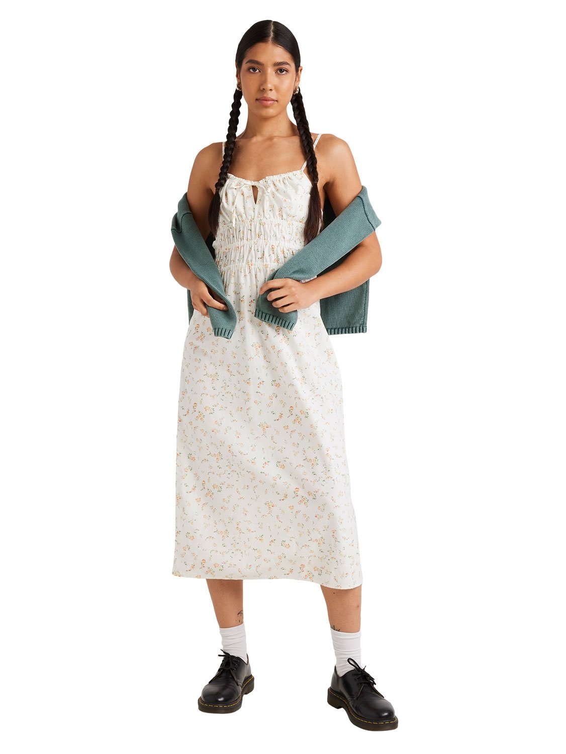 RVCA Ladies Blurred Ditsy Gathered Midi Dress