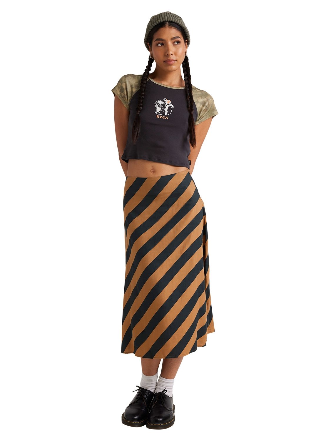 RVCA Ladies Milspec Stripe Annika Midi Skirt