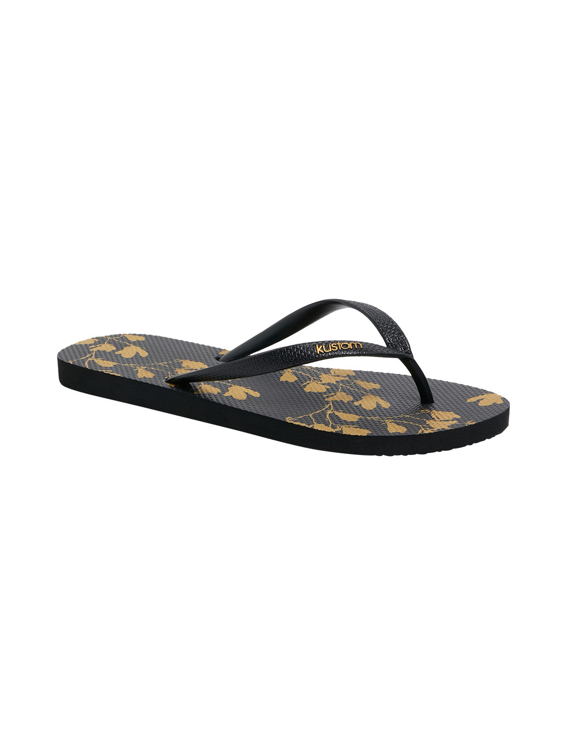 Kustom Ladies Classic Gold Floral Flip Flop