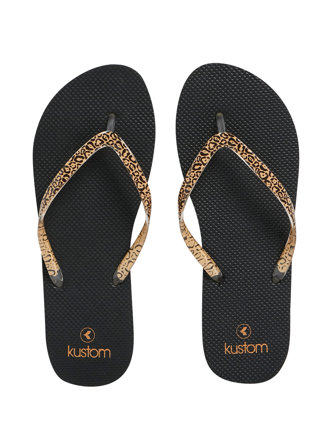 Kustom Ladies Classic Black Leopard Flip Flop